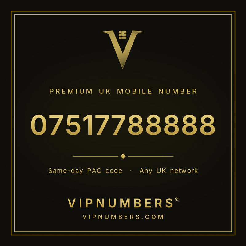 07517788888 premium UK mobile number from VIP Numbers