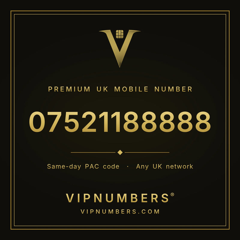 07521188888 premium UK mobile number from VIP Numbers