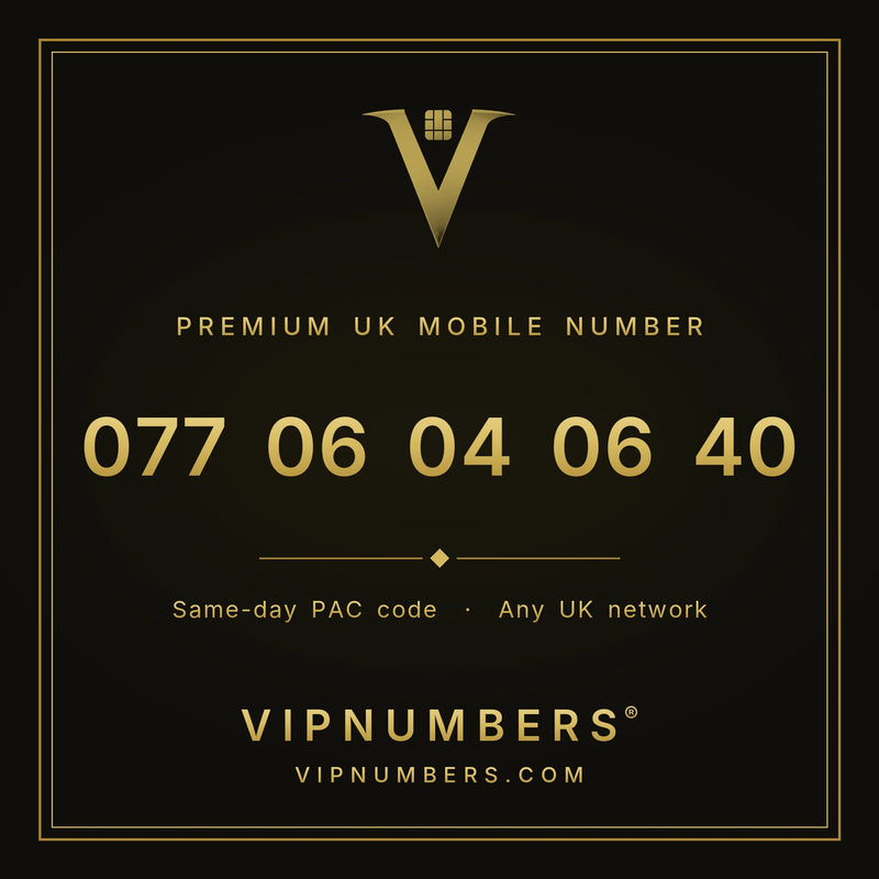 077 06 04 06 40 premium UK mobile number from VIP Numbers