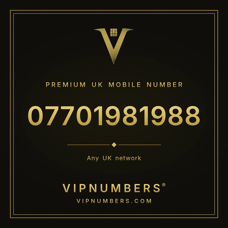 07701981988 premium UK mobile number from VIP Numbers