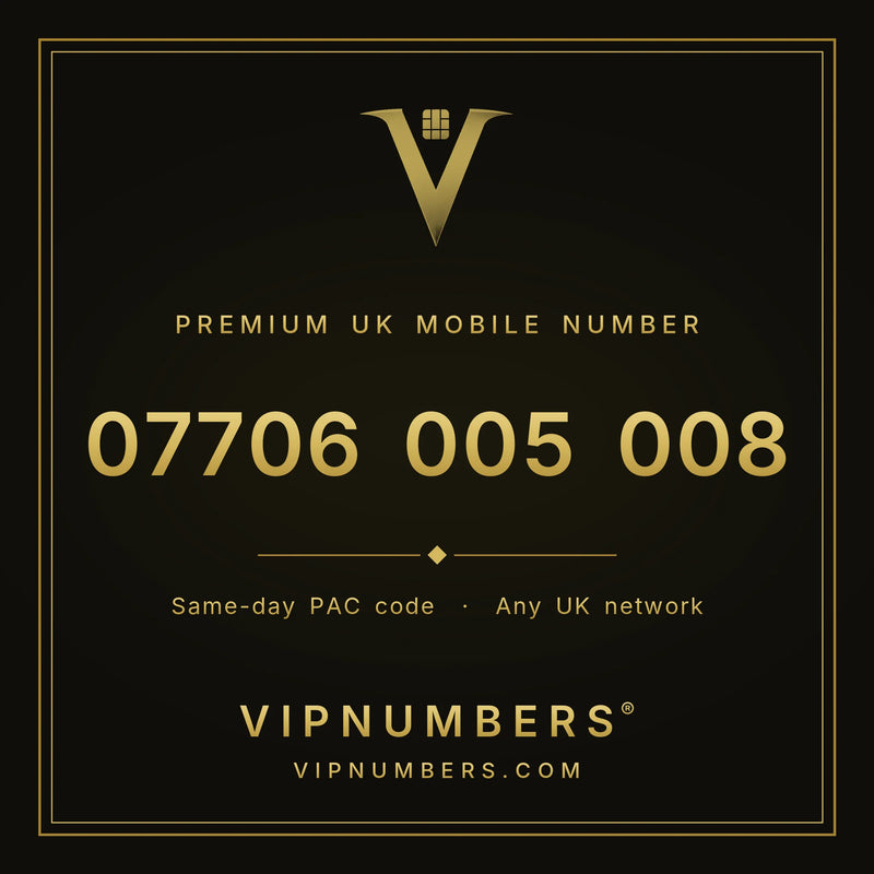 07706 005 008 premium UK mobile number from VIP Numbers