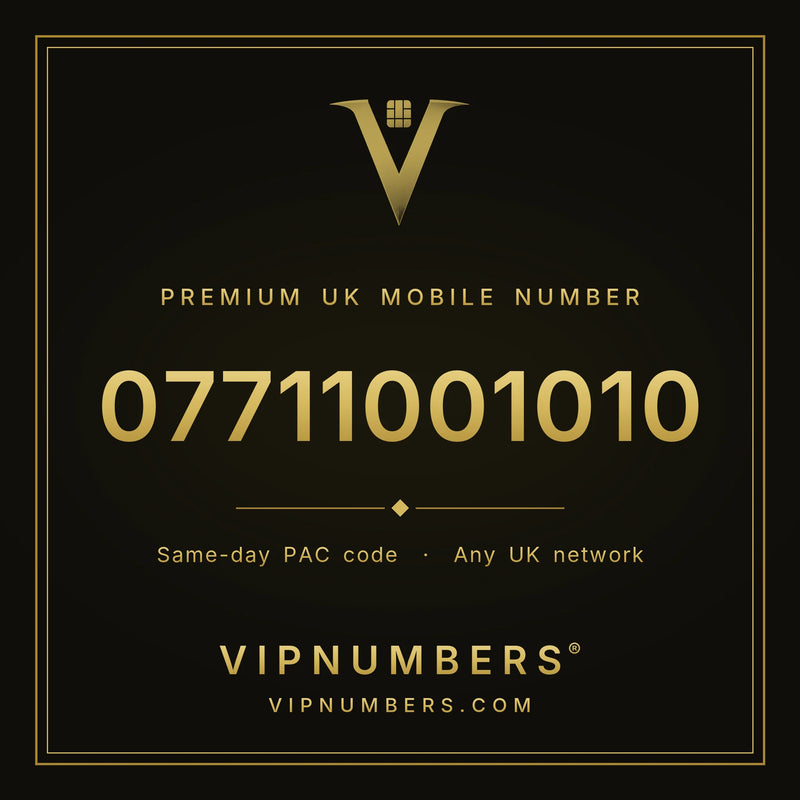 07711001010 premium UK mobile number from VIP Numbers